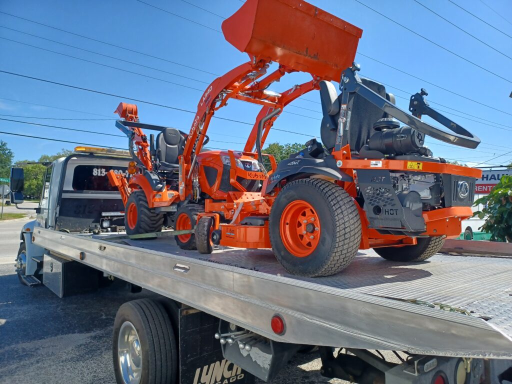 Heavy Machinery towed on a tow truck