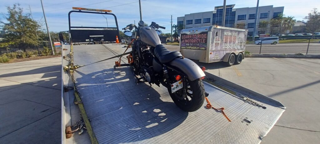 a towed motorcycle